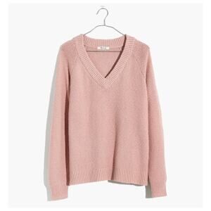 Madewell Arden Crop V-Neck Pullover Sweater Wisteria Dove Light Pink Womens S